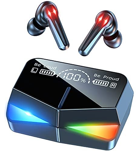Cool Gaming Accessories Noise Cancelling in-Ear Bluetooth Headphones Wireless Gaming Earbuds with Microphone 65ms Touch LED Earphones Waterproof Gamer Headset USB C TWS Stereo 30H Playtime for Gamers