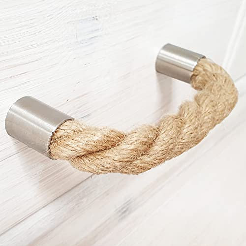 LeTOMA Möbelgriff 128 mm aus Jute Seil Tau 100% Natur | Kommodengriff aus Jute Schnur für Schrank Schublade Tür| Schubladengriff aus Kordel im derben maritimen Look | Handmade in Germany