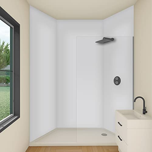 yourplate Duschrückwände mit individueller Größe (3 Rückwände – Premium Nano Matt – Beton) – Duschrückwand Alu mit Feuchtigkeitsschutz – Rückwand Dusche zur einfachen Montage