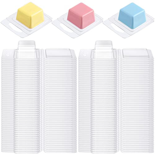Wesiti Wax Melt Molds Clear Empty Plastic Wax Melt Clamshells Container Pet Single Cube 1 oz Candle Molds for DIY Chocolates Wickless Candles Soap Making(100 Pcs)