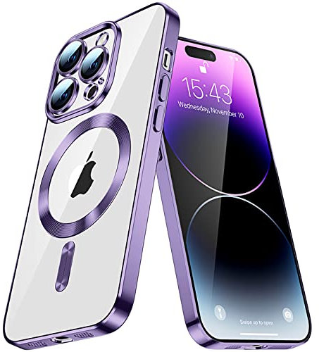 IMEIKONST Ultra Thin iPhone 7 Plus / 8 Plus 5.5 Phone Cover for MagSafe Case, Magnetic Transparent Anti-Yellow Camera Protector Slim Fit Silicone Soft TPU Bumper Clear for iPhone 7+ / 8+. Purple YIX