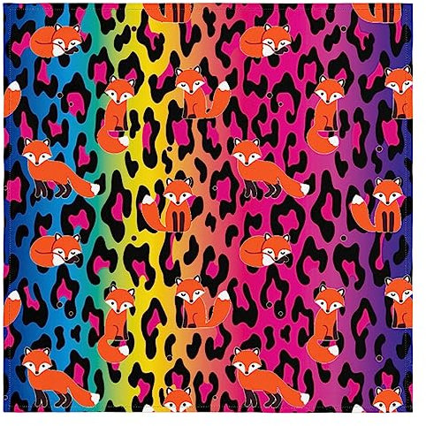 Animal Fox Leopard Stoffservietten, Set mit 6 Leoparden-Servietten, bunt, wiederverwendbar, waschbar, Küche, Esstisch, Servietten für Zuhause, Abendessen, Hochzeit, Bankett, Party, 50,8 x 50,8 cm