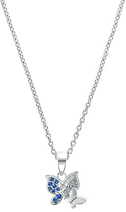 Prinzessin Lillifee Kette mit Anhänger 925 Sterling Silber Mädchen Kinder Halsschmuck, mit Zirkonia synth., 35+3 cm, Silber, Schmetterling, Kommt in Schmuck Geschenk Box, 2037071