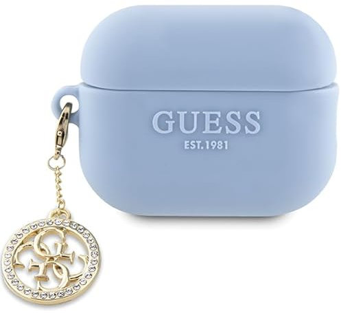 Guess GUAP23DSLGHDB Hülle für AirPods Pro 2 Cover Blau 3D Rubber 4G Diamond Charm