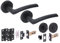 HANDLEZONE® Neemo Door Handles on Rose Bathroom Deadbolt Pack with Ball Bearing Hinges - Black Matt