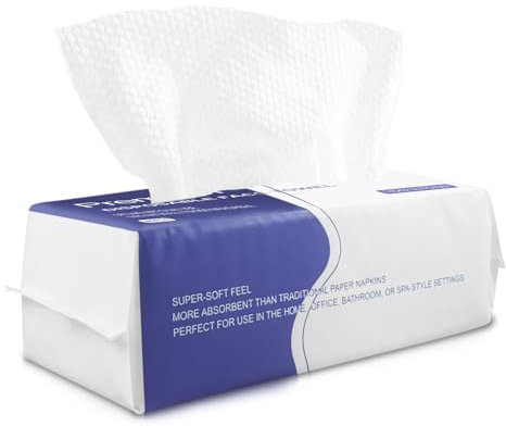 Disposable Face Towel 60 Count Cotton Tissue Dry Face Wipes Face Cloths for Women, Ultra Soft CleanTowels for Washing Face, Makeup Removing 20x20cm (Pearl Pattern)