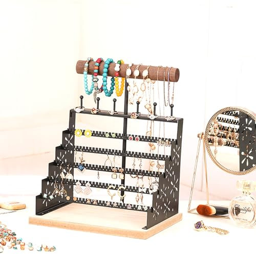 KIYIYDMM Schmuckhalter-Organizer, 7-stufiger Schmuckständer mit Halsketten-Organizer, Ohrring-Armband-Halter, Ringbox, abnehmbar, Geschenk für Frauen