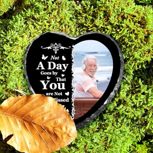 Skyeasure Personalisierte menschliche Gedenksteine, personalisierter Foto-Namen-Gedenkschiefer, Gartenstein für den Verlust eines geliebten Menschen, individuelles Bild, Gedenkstein, Beileidsgeschenk