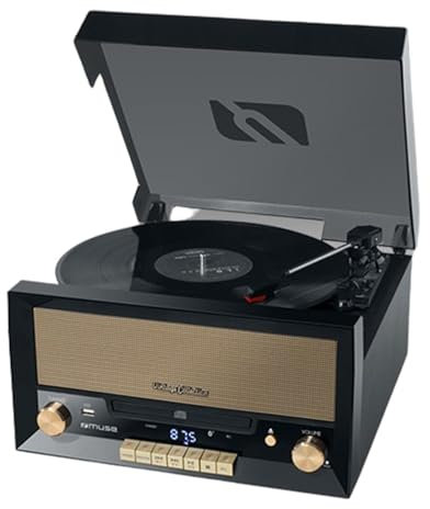 BMI Système Chaîne HiFi CD 20W avec Platine Vinyle - CD/FM/USB/AUX - 33/45/78 Tours