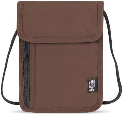 Moorle Brustbeutel Brusttasche mit RFID-Schutz, Unisex Reisegeldbeutel Diebstahlsicher Kleine, Passport Tasche für Reisen, Weicher Braun Brusttasche Brustbeutel Kinder Jungen Mädchen Damen Herren