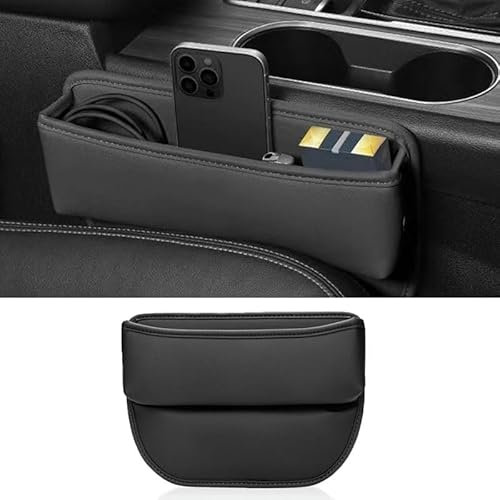 HIPATU Aufbewahrungsbox für Autositze für Porsche 718 Boxster / 718 Cayman, Autositz Seitentaschen Organizer Lückenfüller Zubehör,C-Black