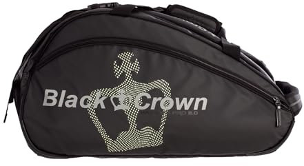 Black Crown - Paletero Wonder Pro 2.0 Negro-Amarillo- 100% Poliéster - 2 Compartimentos Centrales - Compartimento Térmico - Capacidad: 3 Palas - Bolsillo Inferior para Zapatillas