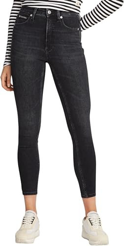 Calvin Klein Damen Jeans Hose High Rise Ankle Skinny Fit, Schwarz (Denim Black), 28W
