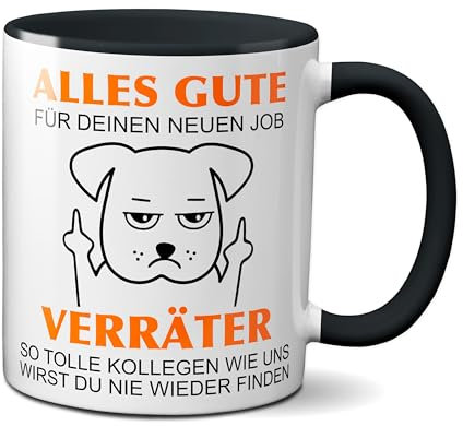 TassenKing Tasse - Alles Gute für Deinen neuen Job. Du Verräter! - Geschenk zum Abschied, Jobwechsel Abschiedsgeschenk für Kollegen (Schwarz), Geschenk für Sie/Ihn,