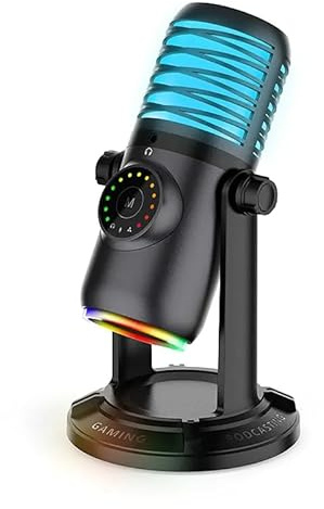 Chillitech® Microfono da gioco XG1, microfoni da gioco a condensatore desktop, controlli touch panel, modalità RGB, Plug & Play per streaming, registrazione vocale, ASMR, YouTube su Mac Windows