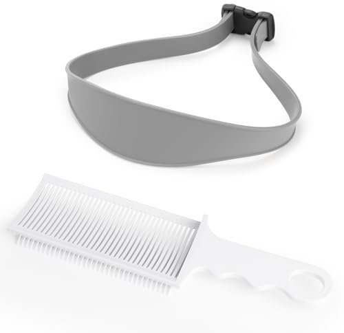 Fade Comb Haarschneidekamm und Ausschnitt Rasierschablone,Haarschneide Schablone,Verstellbare Gebogene Silikon-Haarbänder,DIY-Haarschneidemaschine für zu Hause für Erwachsene und Kinder(Grau)