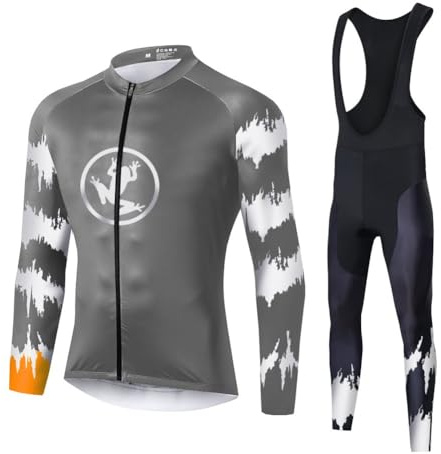 UGLY FROG 2024 Herren MTB Winter Fleece Radtrikot Set Fahrrad Trikot Langarm + Radlerhose Thermo Winddicht DEHerrenLD02
