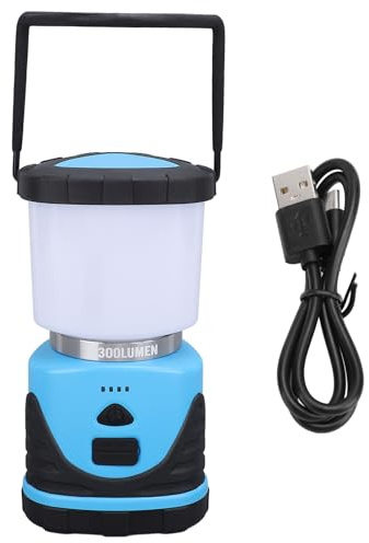 300LM Brightness Camping Lantern, 24H Endurance, USB Rechargeable, Tent Light with 6500K, 5500K, 4000K Light Color for Hiking, Emergency Power Outage (Blue)