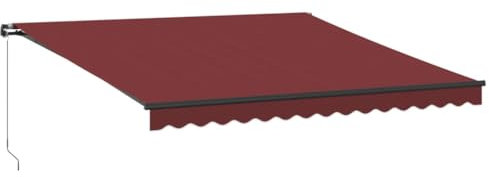 vidaXL Markise Manuell mit LEDs Weinrot 400x300 cm, Markisen, Markise ausfahrbar, Manuelle Markise, Markise einziehbar, Markise manuell