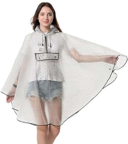 Regenponcho Damen, Regenmantel Eva Wasserdicht Regencape Wiederverwendbar Regenkleidung Faltbare Rain Poncho Regencape Atmungsaktiv Regenjacke Für Wandern, Radfahren, Camping