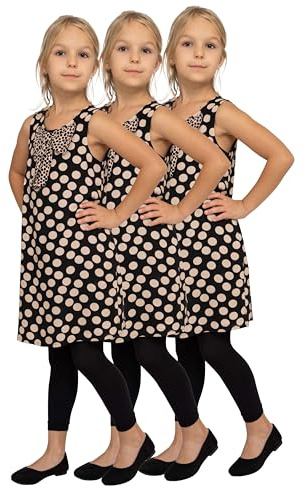 looksy Lot de 3 paires de collants de danse opaques pour petites filles Longueur 7/8 Pantalon de gymnastique à la mode pour enfants Alice, ensemble de 3 paires, Nero 98/104 cm (3/4 ans)