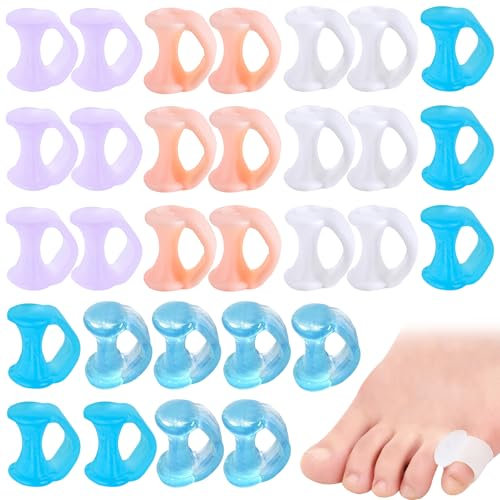 WUSANNA 30 Stück Zehenspreizer,Toe Spacer,Zehenspreizer Kleiner Zeh,zur Ballenkorrektur,Zehenschutz,Druck Und Schmerzlinderung (5 Farben)