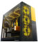 Geometric Future M5 Vent, Mesh Panel Tempered Glass Mid Tower, E-ATX/ATX Gaming Case, High Airflow, Type C, Support 420/360 Rad, ARGB PWM 140mm fan x 5 Pre-Installed, Black/Yellow, GEO-M5VF-BY