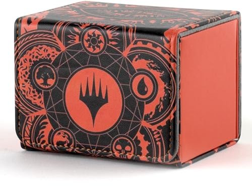 MTGPRO Kartendeck-Box für MTG Commander, passend für 120+ Sleeved Cards | Magnetische Sammelkarten-Aufbewahrungsbox aus PU-Leder für TCG, PTCG, Magic The Gathering, Orange