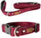 Hundeleine und Halsband – Set für einen Hund mit Leine und Halsband – Doppellagiges, Starkes Halsband mit Metall- oder Kunststoffschnalle (Kirsche, L (Kunststoffschnalle))