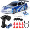 JONRRYIN Coche Teledirigido Drift Pro, 1:43 Mini Drift RC Car, 4WD Car Radiocontrol con Giroscopios y Luces LED, 15km/h, Coche Teledirigido de Juguete para Niños de 14+ Años (Azul Pro-Gyro)