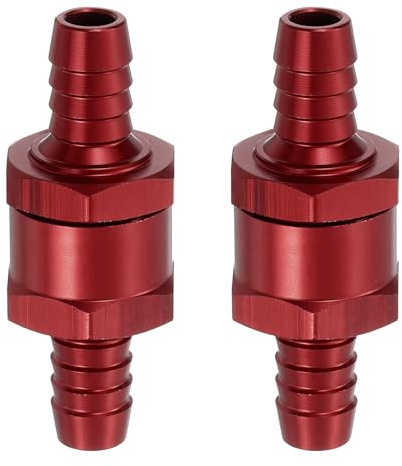 QUARKZMAN 2 Stück 10mm (3/8) Kraftstoff Rückschlagventil Einweg Rücklaufventil Aluminiumlegierung Steuerzubehör für Benzin, Diesel, Gas, Öl, Luft, Wasser, Rot