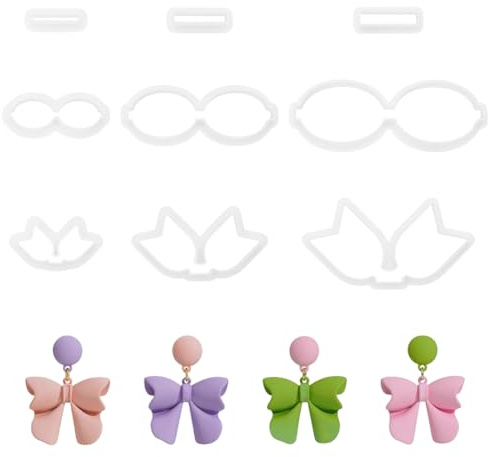 UNICRAFTALE 9 Stück 3 Stile Bogen Polymer Ausstecher Ton Schleifenknoten Ausstecher Für Ohrringe Ton Bogenform Polymer Ton Ohrringe Tonschneider Formen Werkzeuge Zur Herstellung von Ohrringen Schmuck