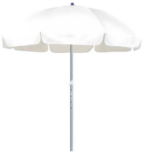 ZIHQRgE Parasol de Jardin Réglable 240cm, Anti Pluie et Anti UV UFP50+ Parasol de Plage, Ombrelle Ronde Extérieure à 8 Baleines(White)