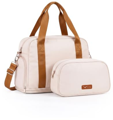 LUGG Duffle & Toiletry Bag Set – Waterproof Travel Bags for Men & Women – Lightweight, Durable 230D Twill Fabric – Fits EasyJet Cabin Size – Expandable Design – Stylish & Spacious Storage- Cream