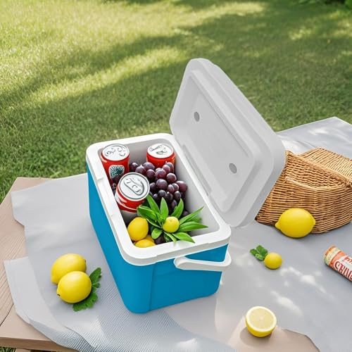 Kühlbox ohne Strom bis zu 96 Std. Kühlung, Passive Kühlbox & Warmhaltebox aus Robustem Kunststoff, Tragbare Eisbox für Camping, Strand, Beruf und Outdoor, 72-96 Stunden Kühlleistung