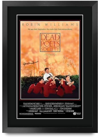 HWC Trading Dead Poets Society (1989) Robin Williams Geschenke Geduckter Poster Signiertes Autogramm Foto für Fans von Film Memorabilien - A3 Gerahmt