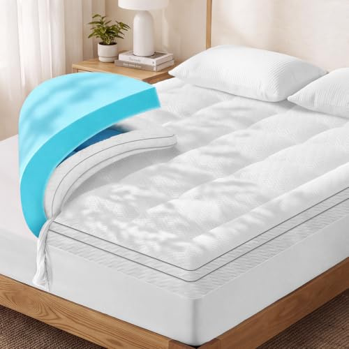 DOPEDIO Mattress Topper Double, 5cm Memory Foam, 2cm Quilted Pillow Top | 2-in-1, Dual Layer Design, Deep Pocket, Breathable, Pressure Relief, OEKO-TEX, Machine Washable