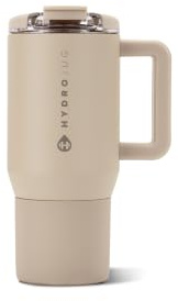 HydroJug Coffee Traveler 20 oz - Leak-Resistant, Ceramic-Lined Insulated Travel Coffee Mug for Hot or Cold Drinks with Flip Lid & Handle, Dishwasher Safe Coffee Tumbler, Dune