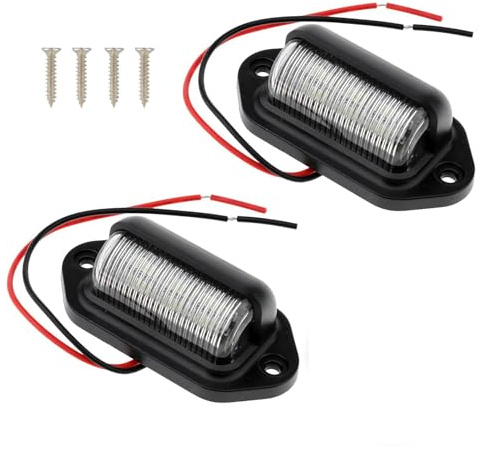 2 PCS LED Number Plate Light, Number Plate Light Lamp 12V-24V DC Universal License with 6-SMD White Waterproof IP67 Housing Rear Lamp Dome Cargo Courtesy Light for Car Truck SUV Van RV Boat Trailer