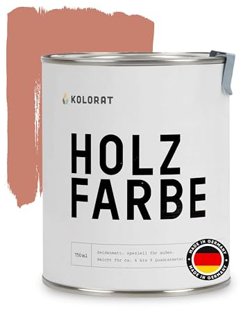 Kolorat® Holzfarbe, Rot mit einem Hauch Orange 750ml | Wetterschutzfarbe | Wasserbasiert, geruchsarm, wetterbeständig, langlebiger Holzschutz, für Holz im Außenbereich, einfache Anwendung