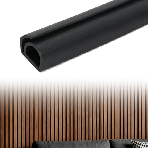 Cable duct for acoustic panels, self-adhesive flexible semi-circular cable duct, cable cover, black, 12 mm wide, 300 cm length, cable change without disassembly, acoustic panels accessories