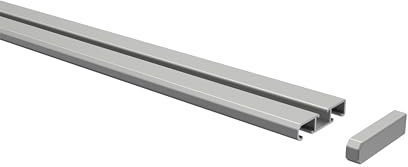 Interdeco Gardinenschienen Silber-Grau 1-/2-läufige Vorhangschienen aus Aluminium, Slimline, 220 cm