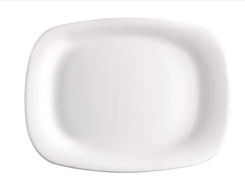 Bormioli Rocco Único Color Blanco Brillante 'Parma' Cuadros Rectangular Plato para Servir (33 cm x 24 cm