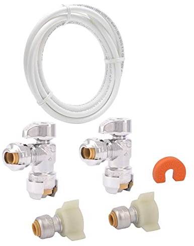 SharkBite Faucet Connection Kit with Angle Stops, Push to Connect Brass Plumbing Fittings, PEX Pipe, Copper, CPVC, PE-RT, 25087