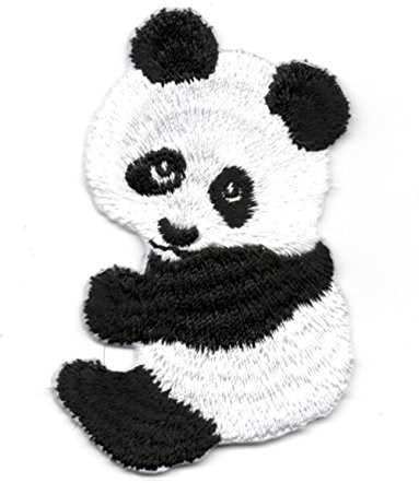Aufnäher Bügelbild Aufbügler Iron on Patches Applikation Patch Panda Bär 4,8 x 7,5cm VOR167-1