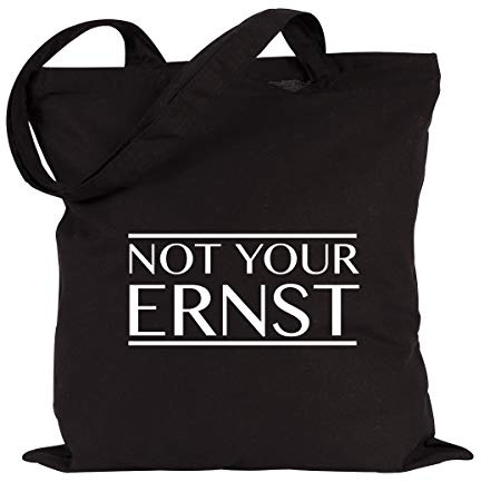 JUNIWORDS Jutebeutel, Wähle ein Motiv & Farbe, Not your ernst (Beutel: Schwarz, Text: Weiß)