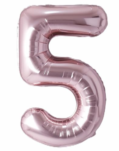 Folienballon Zahl 5 in Roségold von Trendario - XXL Riesenzahl 100cm Ballon - Helium Luftballons für Geburtstag, Partydeko, Hochzeit