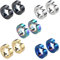 Epoch World 5 Paires 14mm Acier Inoxydable Boucle d’Oreille Clip Homme Femme Argent, Boucle d’oreille Non Percé Femme, Boucle d Oreille Clip Noir, Fausse Boucle d Oreille Faux Piercing Homme Créole Or