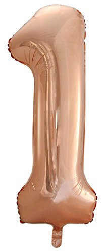 Folieballon 1 rose goud 85cm