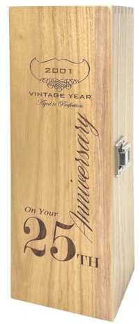 English Pewter Company Sheffield, England Personalised 25th Wedding Anniversary Luxury Wooden Wine or Champagne Box Satin Lined [HING10]